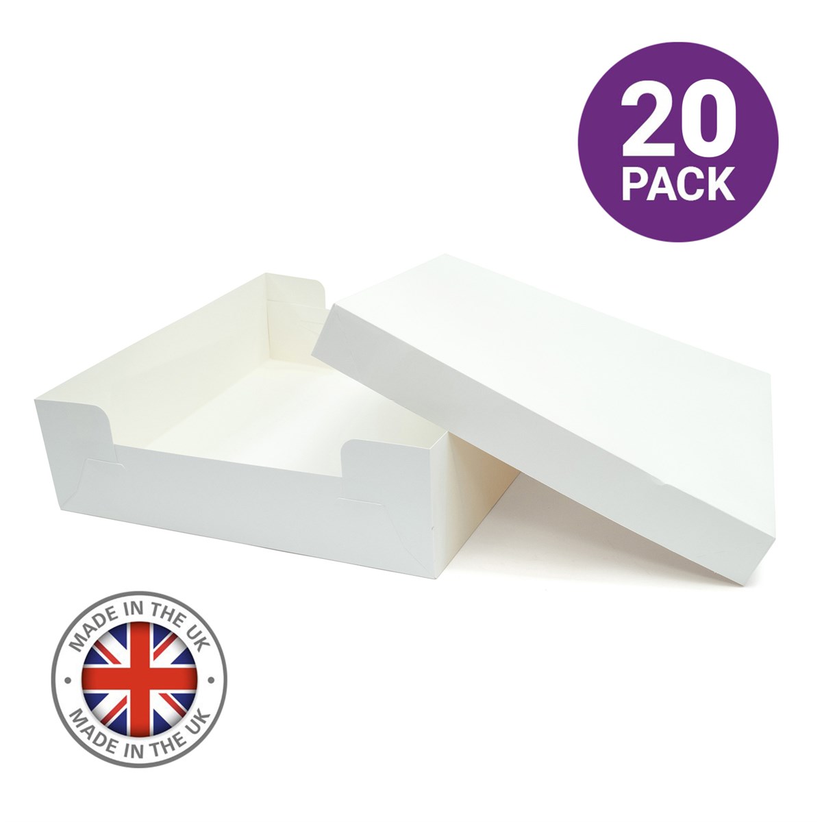 20" White Cake Boxes & Lids - 20 Pack